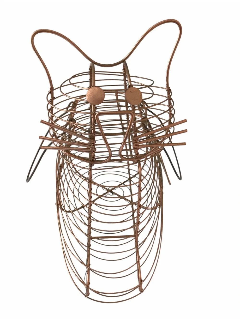 Copper Wire Cat Sculpture Vase - Decorative Home Accent